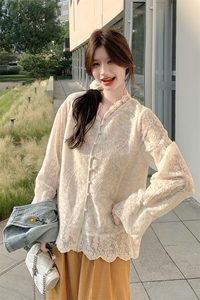 碎花刺绣牛仔马甲蕾丝衬衫阔腿裤套装女春秋大方得体巨好看三件套图片