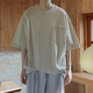 814-1-T4809-P55 69 竹节棉300克刺绣短袖T恤（棉）图片