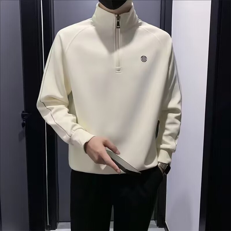 拉链长袖T恤青少年打底衫小衫长袖吸汗T恤修身显瘦卫衣打底潮流图片