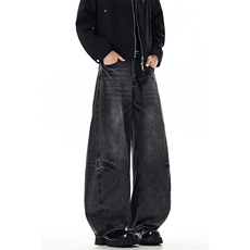 美式古着牛仔裤男潮牌宽松直筒cleanfit高街痞阔腿长裤RK3306-P53，男装牛仔裤，星座412-3