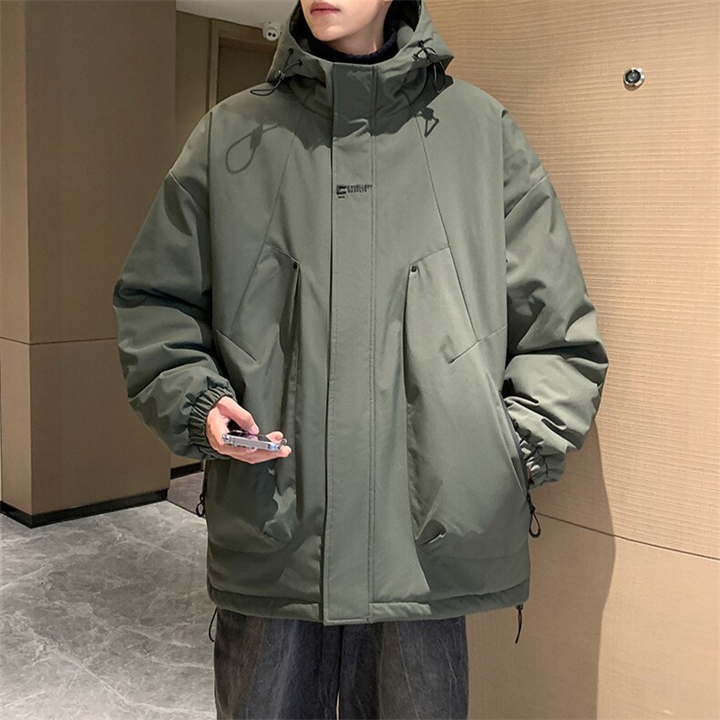 NY745P90港风二开宽松冲锋衣棉衣工装夹克百搭落肩简约上衣外套,男装夹克,星座1204-3
