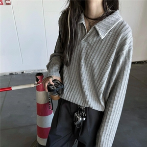 韩 手缝线 线麦穗纹针织亨利领长袖T恤柔软舒适亲肤百搭毛衣图片