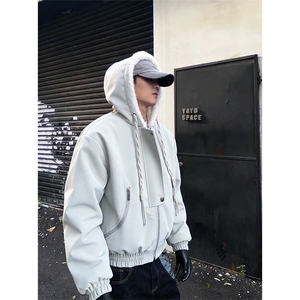 XZ514-2-25108-P110一体毛座山雕连帽棉服加厚保暖夹克冬季外套男图片