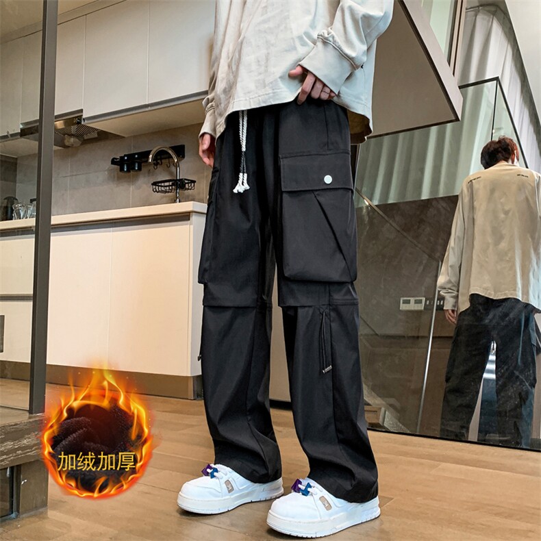 冬季新工艺美式高街工装设冲锋直筒休闲裤男2307加绒加厚特P46图片