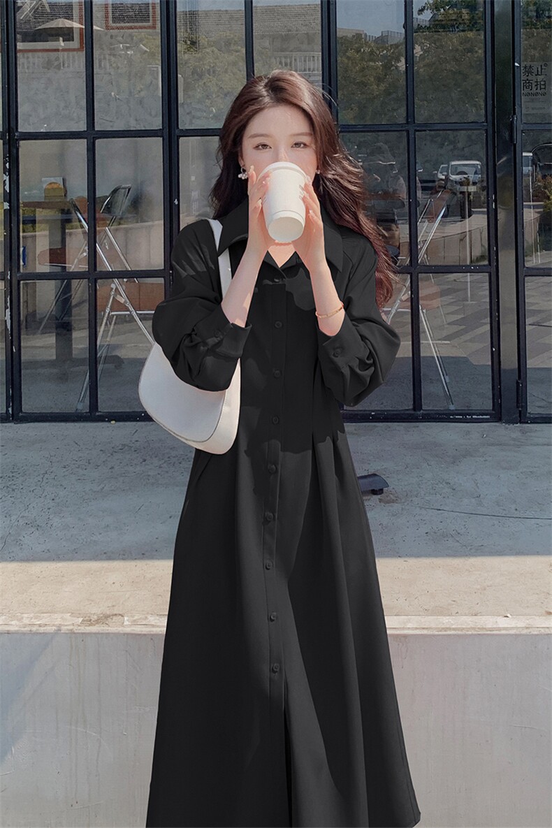 粉色法式长袖衬衫连衣裙女2025春新款今年流行收腰多巴胺穿搭裙子,女装连衣裙,浙宝276（原081）