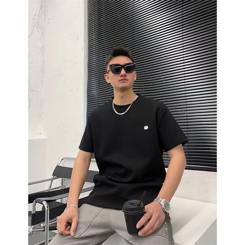 2025新款男士百搭休闲半截袖上衣圆领简约纯色短袖T恤男潮韩版,男装T恤,星座506A