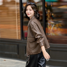 2025秋装新款现货休闲时尚皮衣外套，女装皮衣，1C078