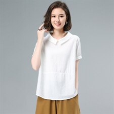 2021夏季新款简约时尚气质减龄翻领休闲舒适提花上衣，女装衬衫，奕阳依阁