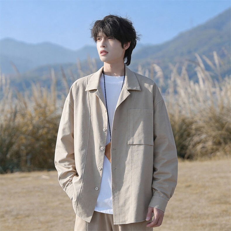 2026春季新款古巴领男大码休闲衬衫外套C6386特P38建议零售价88,男装衬衫,电商A001