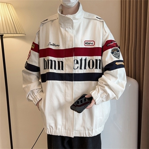 A710-P68 春秋款小众设计感棒球服外套男美式复古撞色飞行员夹克图片