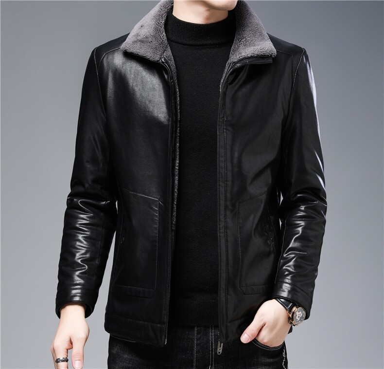 新款休闲皮羽绒服男中青年商务休闲男式爸爸装ZS887-P290,男装羽绒服,电商B212（原钱塘6029）