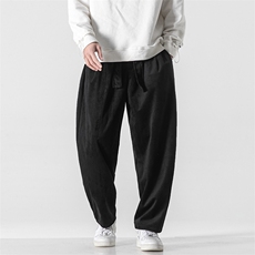 秋季绒面灯芯绒腰带慵懒阔腿裤男潮牌宽松休闲裤女D505/P50，男装休闲裤，星座206-1