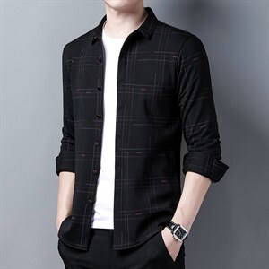 Z3205男式2023冬季新款长袖加绒衬衫修身免烫衬衣P85,男装衬衫,电商B360