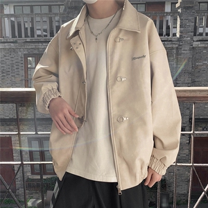 美式港风夹克男大码夹克男水洗雪花皮衣男JK8741P130控168图片