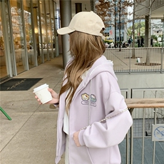 现货2026春秋季连帽外套女针织撞色可爱风学生休闲百搭外套，女装卫衣/绒衫，网红馆