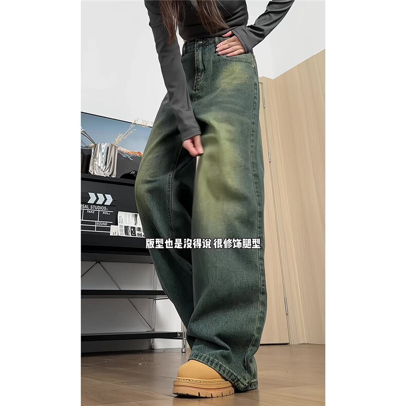 xz905-Z082#P65 美式高街宽松阔腿牛仔裤图片