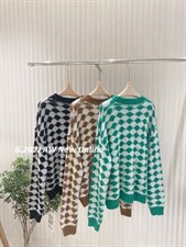 新款菱格针织毛衣均码，女装针织衫/毛衣，G