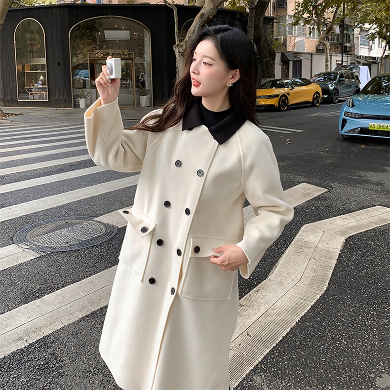 2024年冬季翻领撞色双面呢大衣,女装毛呢外套,辉之琳