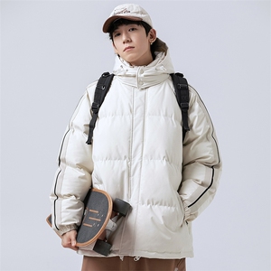 秋冬立领棉衣潮流连帽竖条样式宽松港风情侣棉袄外套MY9303-P95图片