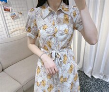 DINOBIENS【现货】夏季新款定制复古花连衣裙，女装连衣裙，迪诺比亚