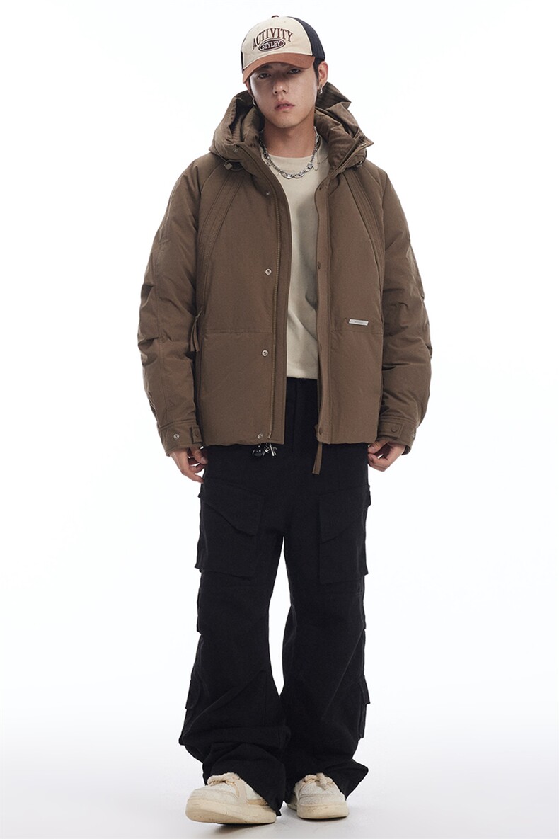 连帽加绒短款潮牌羽绒服连帽外套男士休闲宽松痞帅高街面包服673,男装羽绒服,电商A234