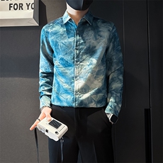 店主风英伦衬衫男印花提花社会小伙高档面料301C-CS10-特P60控89，男装衬衫，星座301C（原B323）