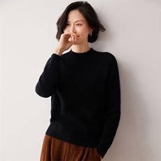 秋冬新款洋气时尚百搭显瘦女款半高领35%山羊绒衫，女装羊绒衫，艾巧羊绒