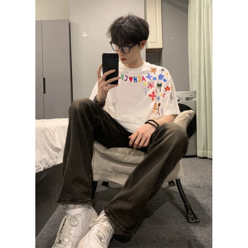 706-1-T0279-P28特P现货夏季卡通印花短袖T恤情侣休闲半袖上衣,男装T恤,星座706-1
