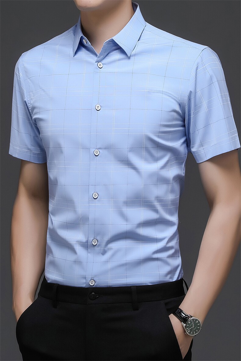 AD22106钱塘2020-3夏季男士短袖格子短袖衬衫P60,男装衬衫,钱塘207-3