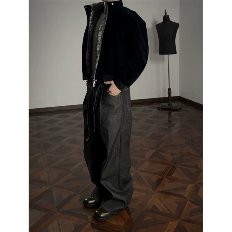 XZ-1005-1-HXD1021-P138-猎装狼王夹克麂皮座山雕正肩立领外套，男装夹克，星座1005-1