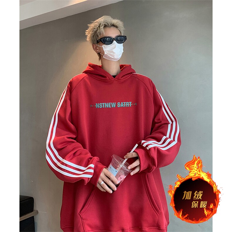 抖音得物供货提供视频秋冬重磅美式宽松织带连帽卫衣0611,男装卫衣,电商A486