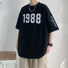 冰氧仿短袖港风白墙夏季休闲百搭刺绣纯色男上衣TC3147-P22控48，男装T恤，星座717