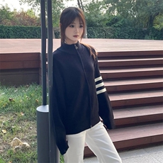 重磅秋冬北极绒开衫毛衣美式复古休闲慵懒风男女立领针织衫外套，男装针织衫/毛衣，电商A486