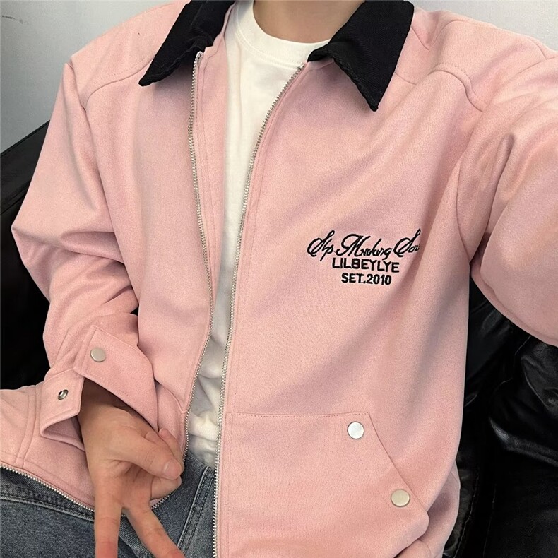 麂皮绒外套男女春秋2023新款美式复古休闲夹克棒球服上衣潮-NT11,男装夹克,星座601-2