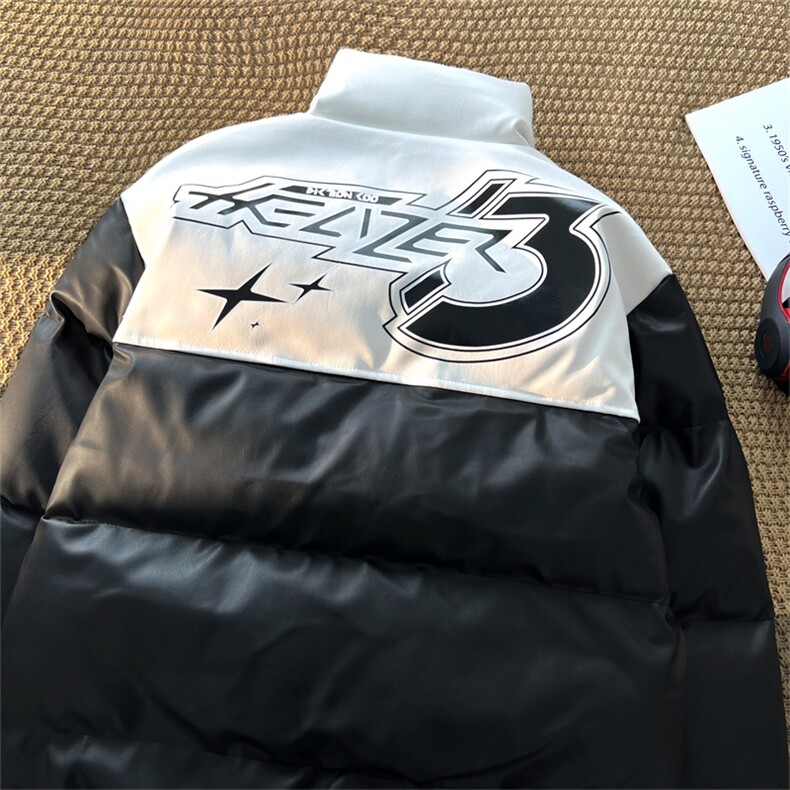 pu皮拼接面包服棉服情侣冬季加厚棉衣加厚外套MY266特P95控158图片