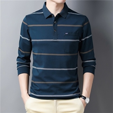 春秋季男士长袖棉质POLO衫休闲商务翻领打底衫T恤纯色时尚品质男，男装T恤，钱塘6003（原4033）