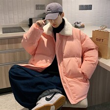 2023冬季男士羊羔毛翻领棉衣男纯色港风面包服棉服A071-Y277-P115