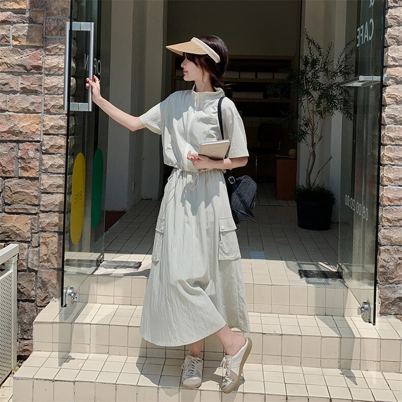 盐系轻熟风工装套装裙女夏季2024年新款休闲减龄高腰半身裙两件套,女装套装/套裙,浙宝203