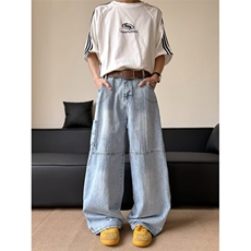 AK1986-P68美式复古高街港风痞帅水洗做旧牛仔裤，女装休闲裤，星座617A-2