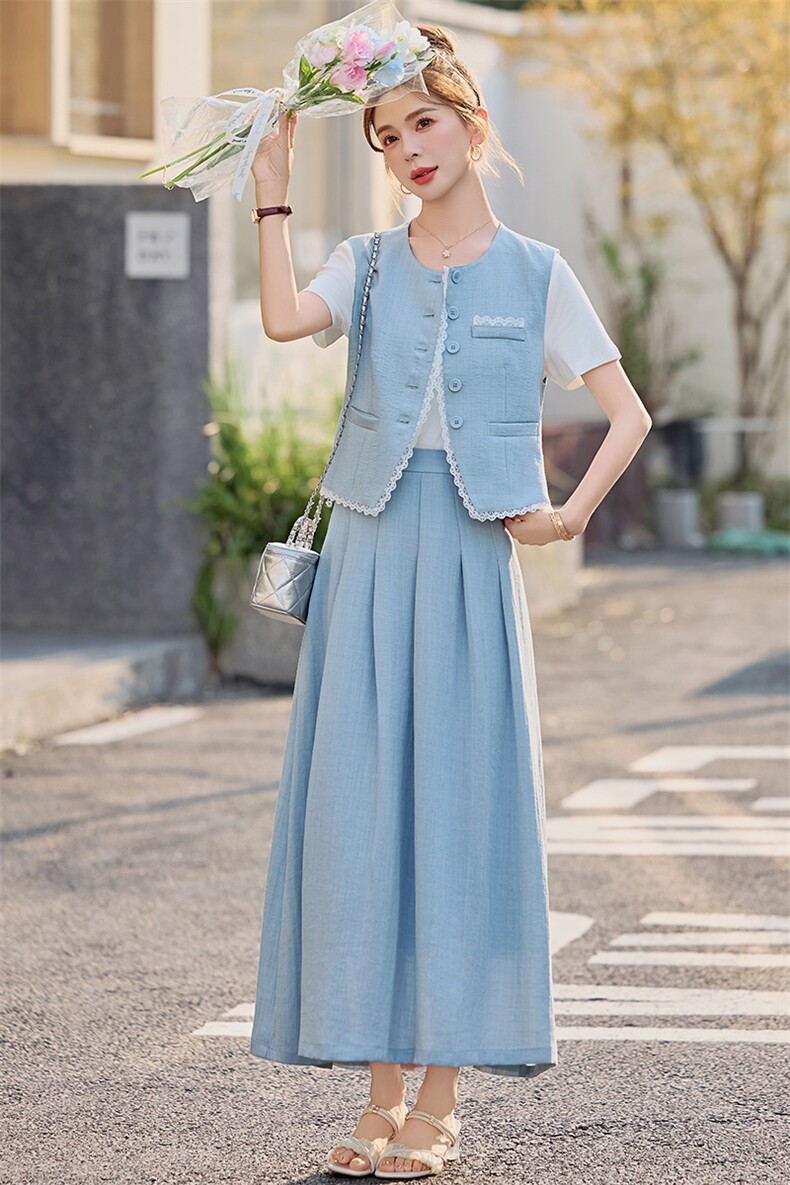 轻奢高级感穿搭套装女2025夏季减龄洋气小香风马甲裙子三件套遮肉,女装套装/套裙,慧尚依恋