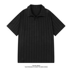 老钱风polo衫 X7084-TP2548 夏季新款休闲麦穗纹透气翻领短袖图片