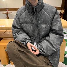 港风PU皮复古做旧设计钢印棉衣男MY77096P130控198抖控228，男装棉衣，星座227-7