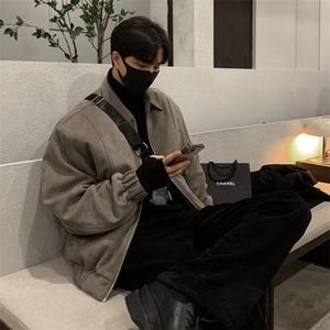 韩系麂皮绒vibe男潮牌高级感夹克外套HW22P70图片