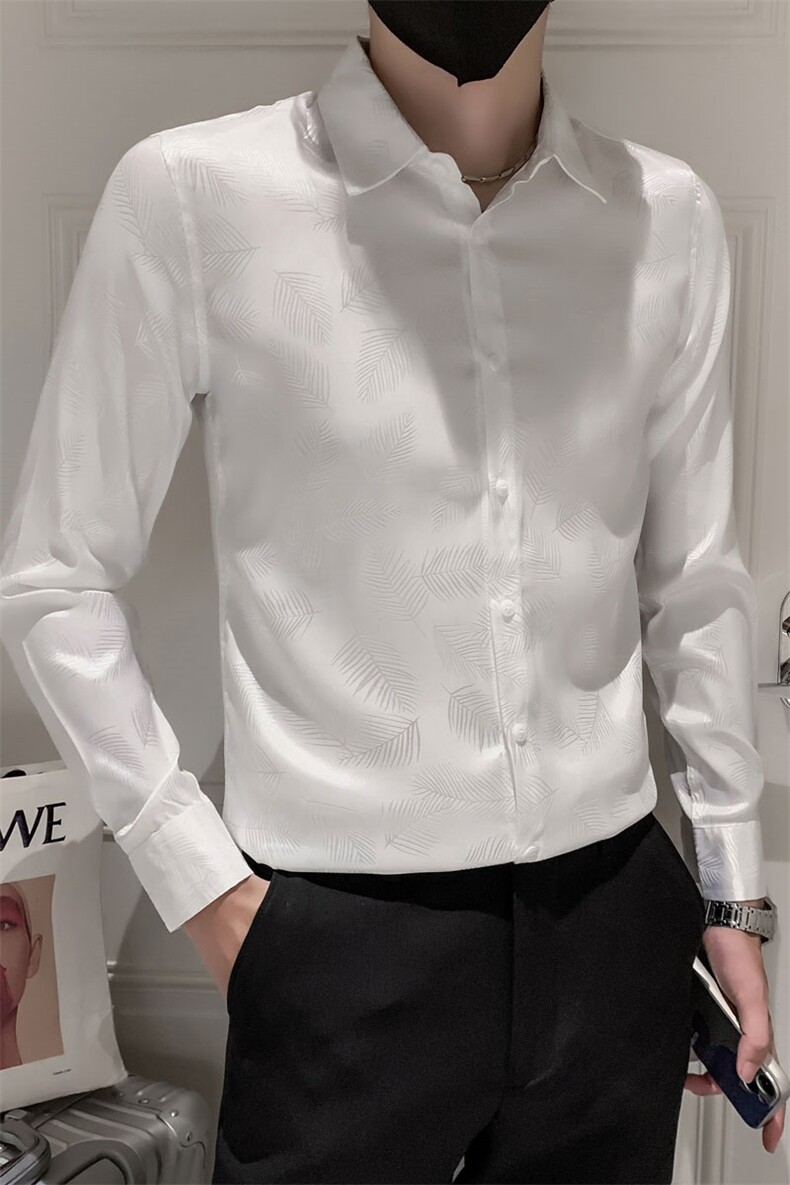 301A-1/C18/P55高级感男士暗花纹提花长袖衬衫男休闲痞帅衬衣,男装衬衫,星座301A-1