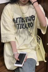 发泡印花宽松休闲BF慵懒风潮流夏季女装短袖T恤衫D328-T245-P28，女装T恤，电商D328