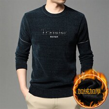 男圆领中老年加厚加绒套头毛衣针织衫爸爸装休闲上衣HPNM185-P70，男装针织衫/毛衣，电商B212（原钱塘6029）