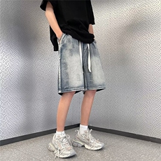 美式高街水洗做旧复古牛仔短裤男夏季ins潮流五分中裤男-N709，男装牛仔裤，星座601-2