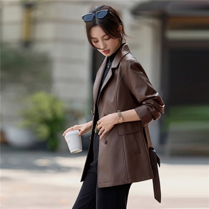 皮衣女2026秋季PU短外套女风衣休闲风图片