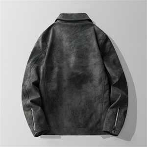 JK898-P100加绒轻熟风机车皮衣外套男秋冬韩版休闲pu皮夹克潮图片
