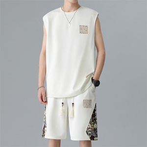 男士短裤两件套夏季薄款背心休闲运动套装男刺绣A266-TZ1158-P46图片
